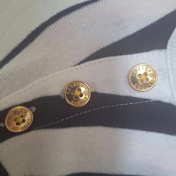 Women's Med, Ralph Lauren 100% cotton, navy and white nautical striped tee shirt - Picture 2 of 3